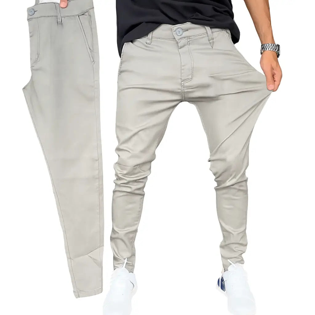 Men’s Slim-Fit Casual Solid Color Pants